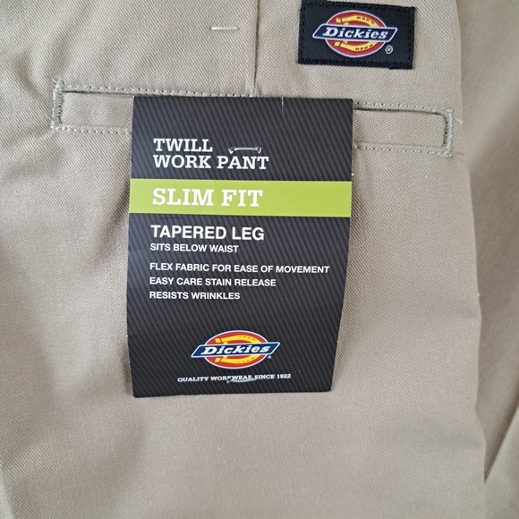 Dickies Twill Work Pants Tan Khaki Flex Slim Fit Men's 36x32 NWT - Picture 2 of 10